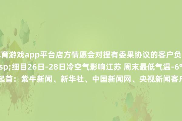 体育游戏app平台店方情愿会对捏有委果协议的客户负责到底&nbsp;&nbsp;细目26日-28日冷空气影响江苏 周末最低气温-6℃&nbsp;&nbsp;细目起首：紫牛新闻、新华社、中国新闻网、央视新闻客户端、酬酢部网站整合：邱妙泉&nbsp; 徐悦&nbsp; 顾冬梅-开云官网切尔西赞助商(2025已更新(最新/官方/入口)